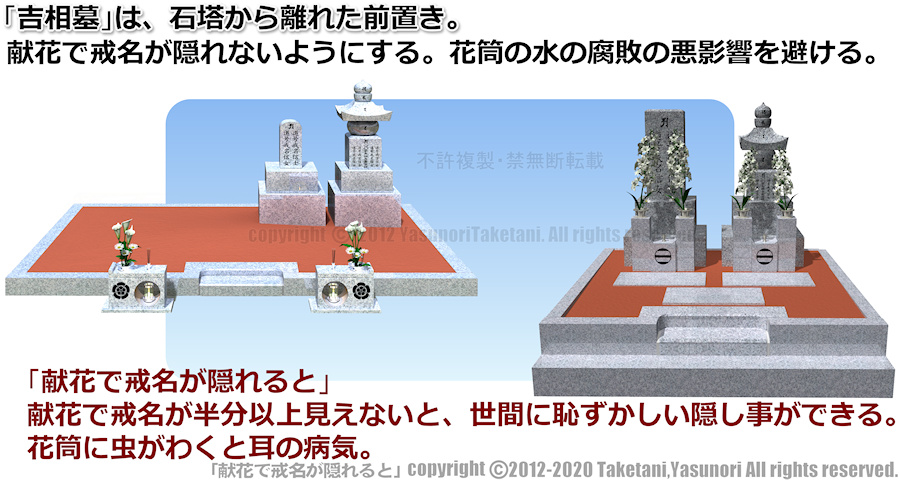 「吉相墓」は、石塔から離れた前置き